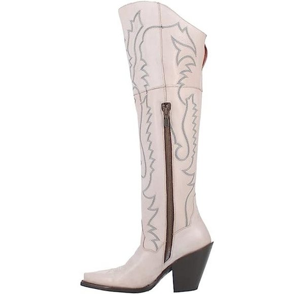 Dan Post® Ladies Loverly White Snip Toe Tall Leather Boots DP4377 - Picture 1 of 11